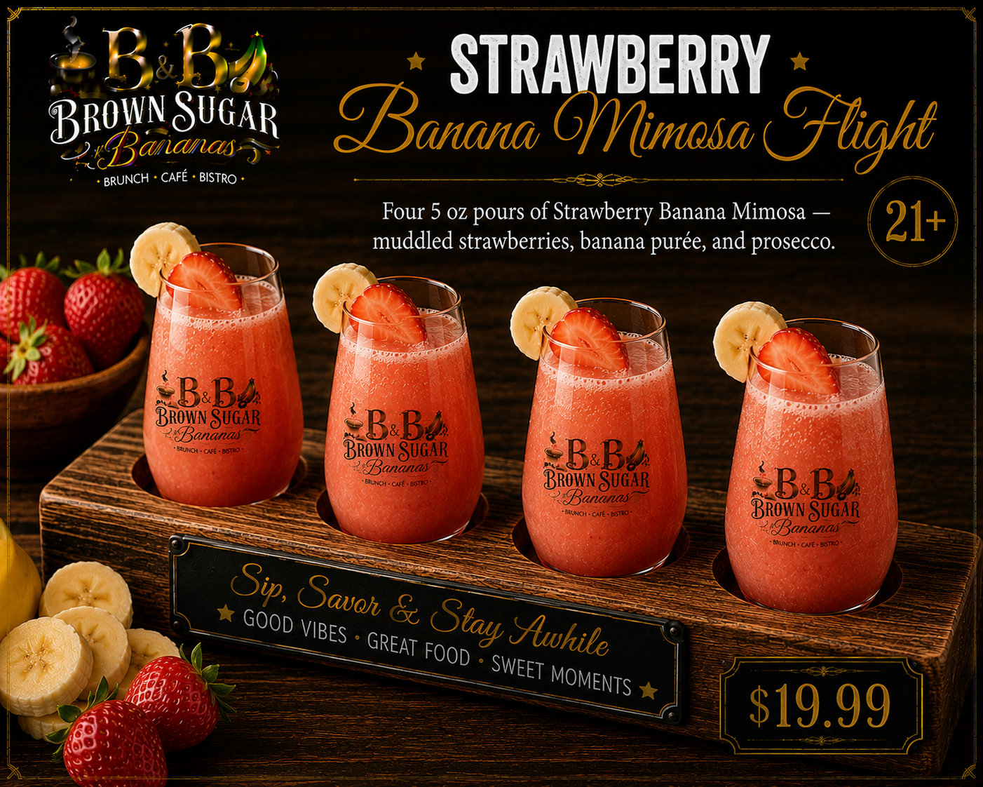 Strawberry Banana Mimosa Flight