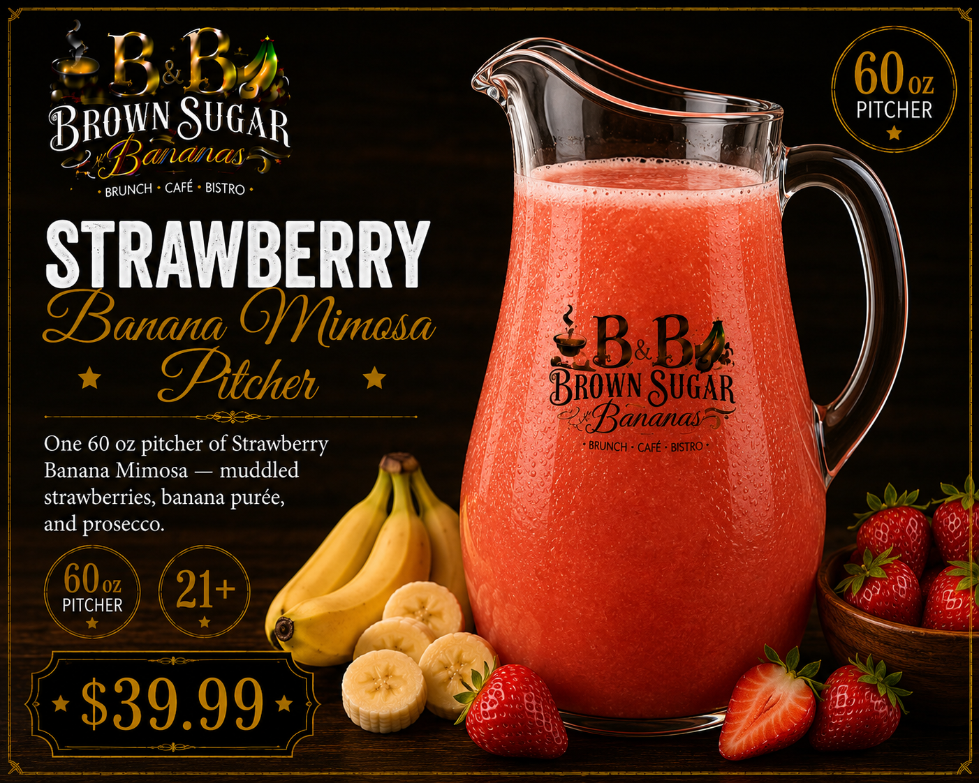 Strawberry Banana Mimosa Pitcher
