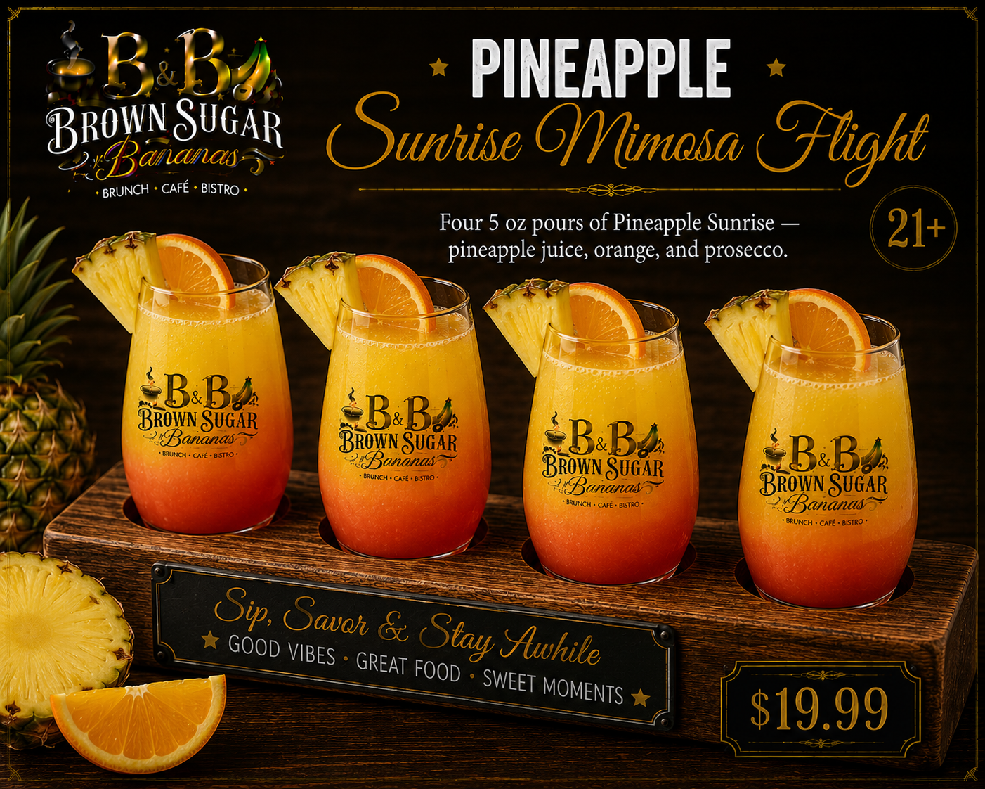 Pineapple Sunrise Mimosa Flight