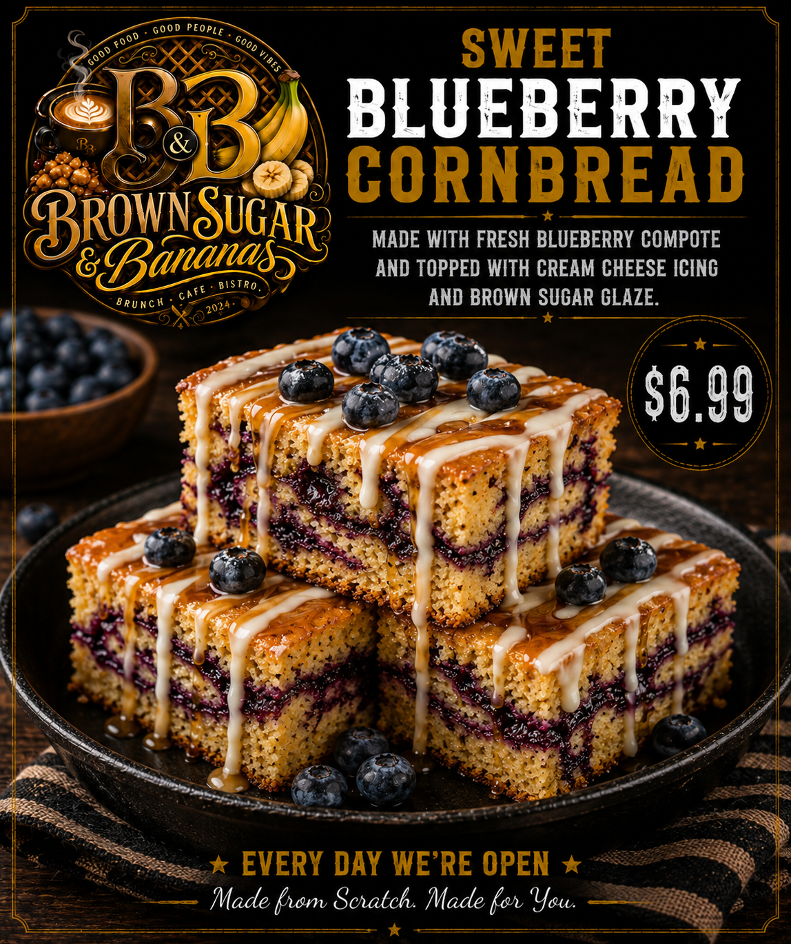 Sweet Blueberry Cornbread